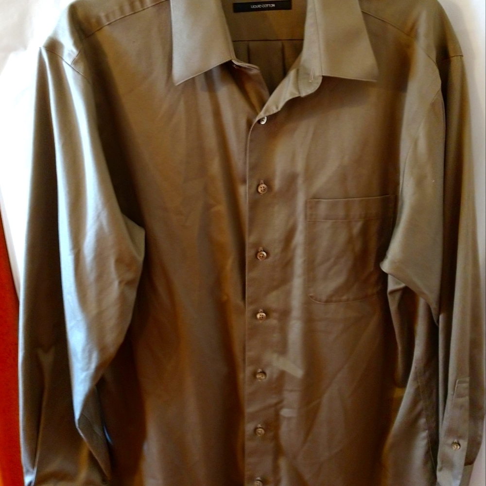 Murano men's dress shirt, size neck 16 1/2 and is 33, Rich Tan color.